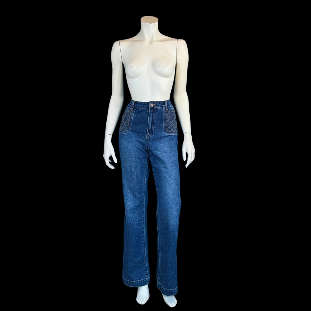 Sam Edelman HIGH WAIST Retro FLARE Dark Blue Denim Jeans NWOT 27